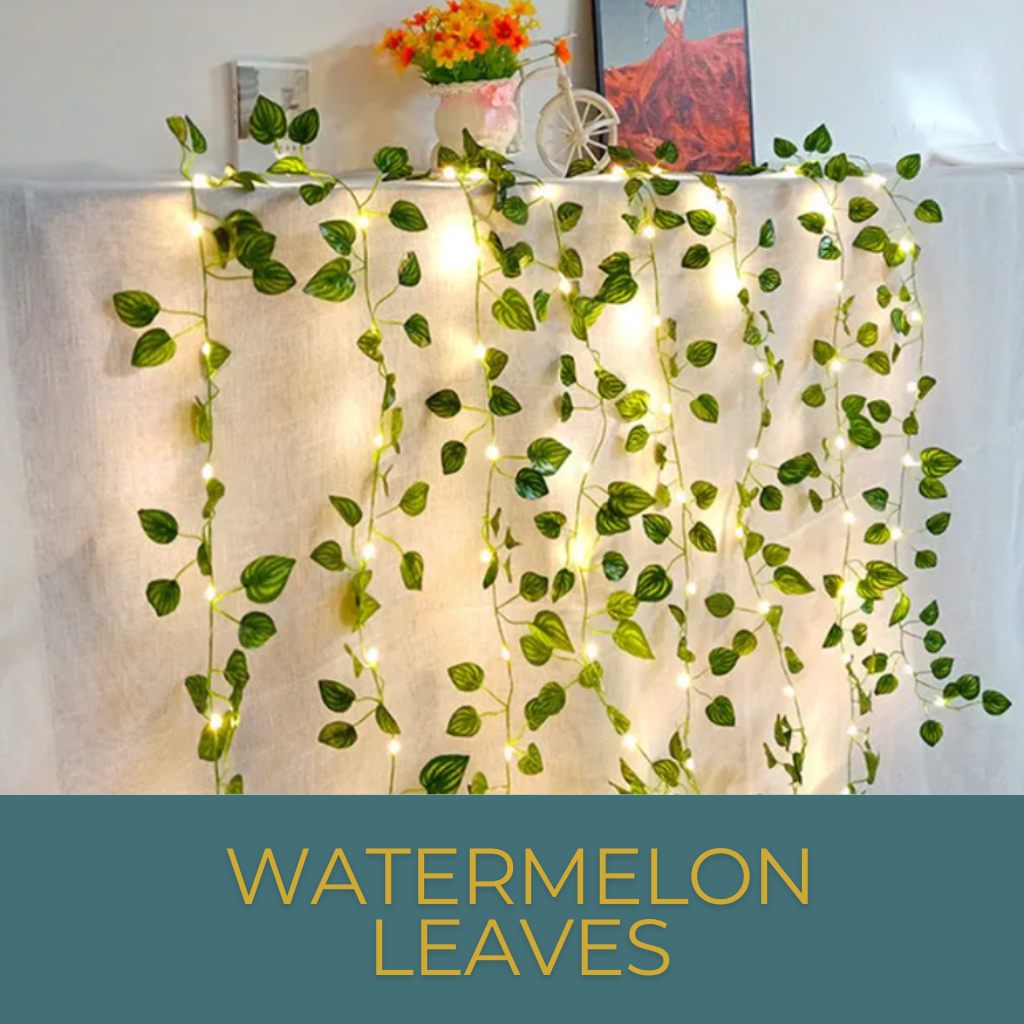 Enchanting Leaf String Lights watermelon leaves 