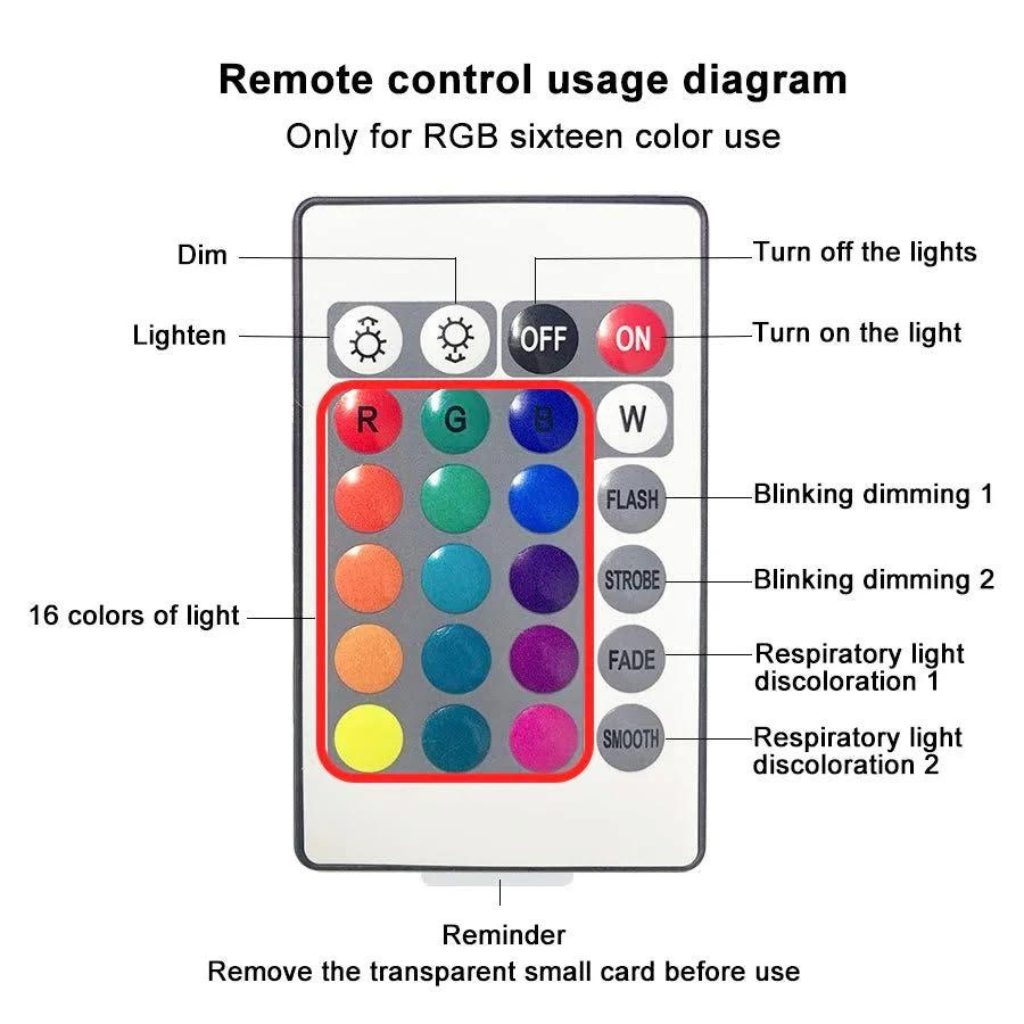 remote control for night light with 16 different colors of light 