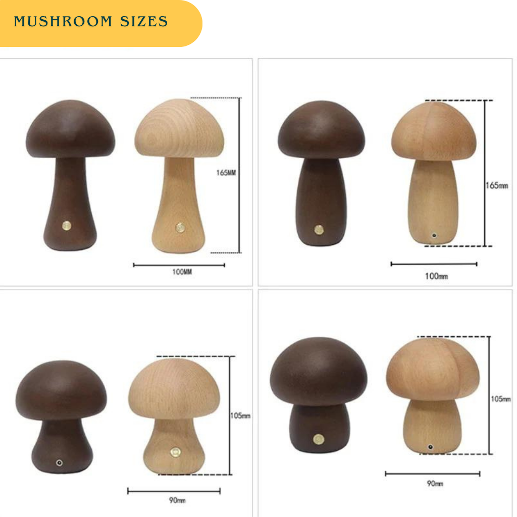 Mushroom Bedside Table Lamp size and color options