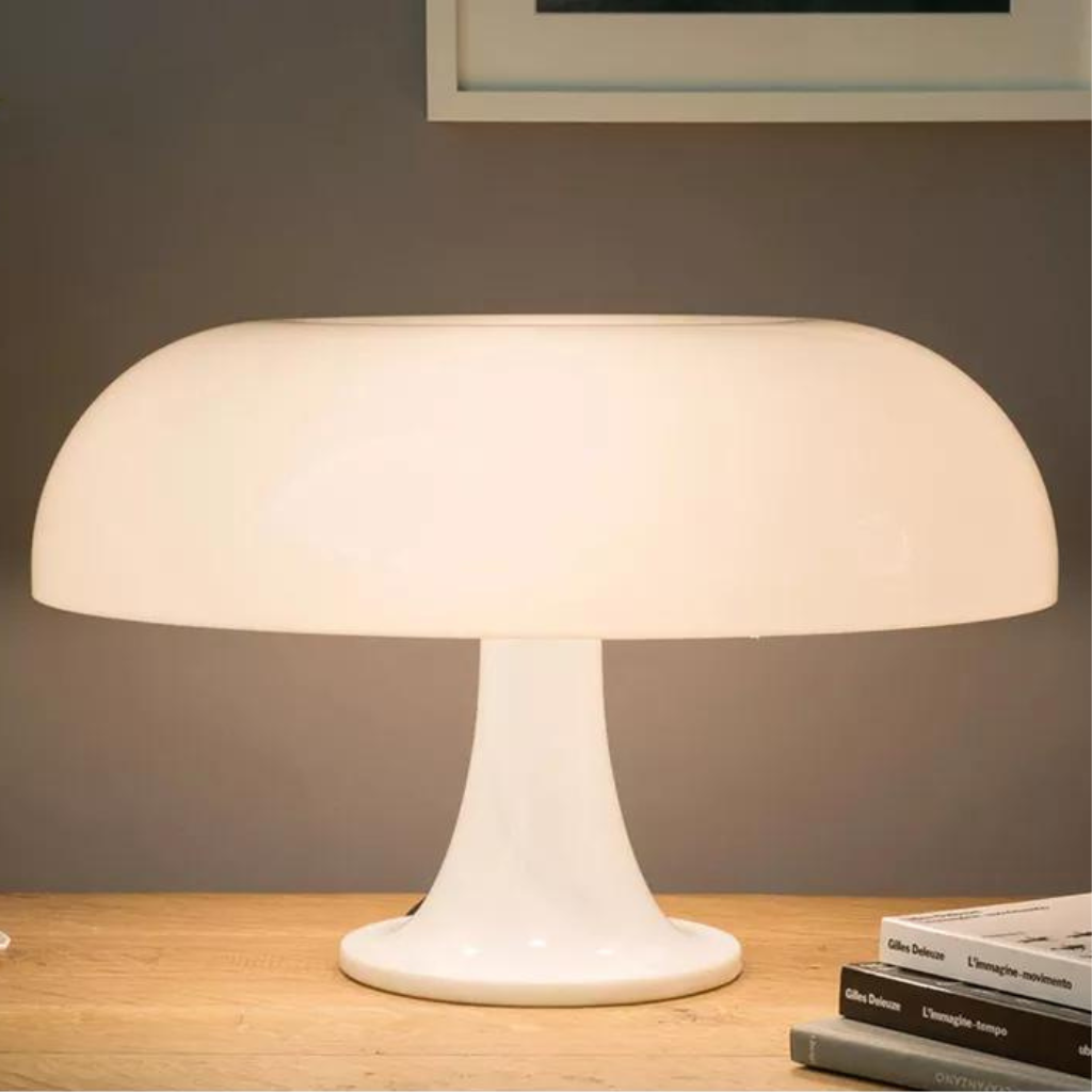 White Modern Mushroom Lamp with wide top 