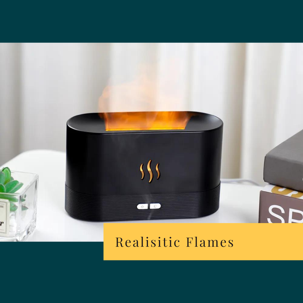 Black aroma diffuser with orange smoke