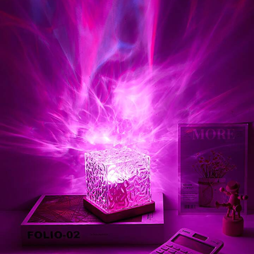 water ripple night light with pink light