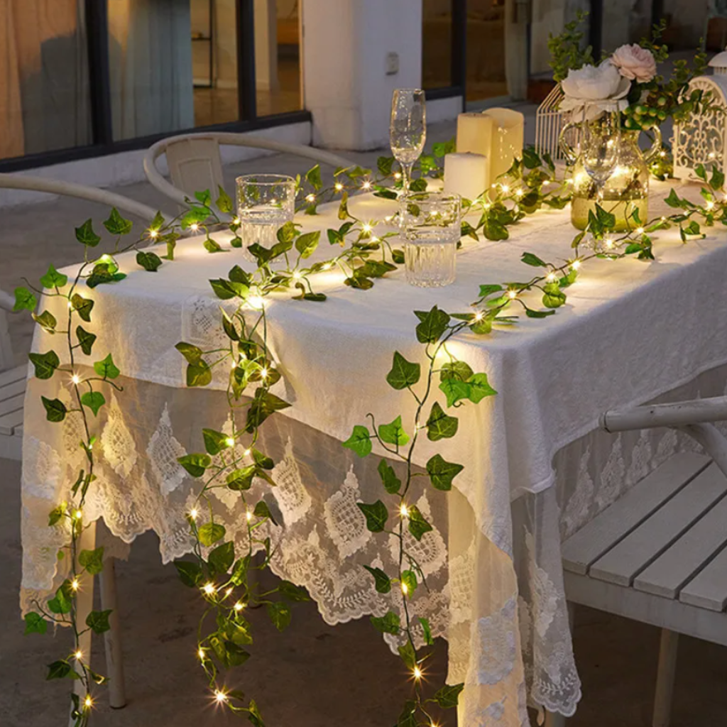 Enchanting Leaf String Lights on a table