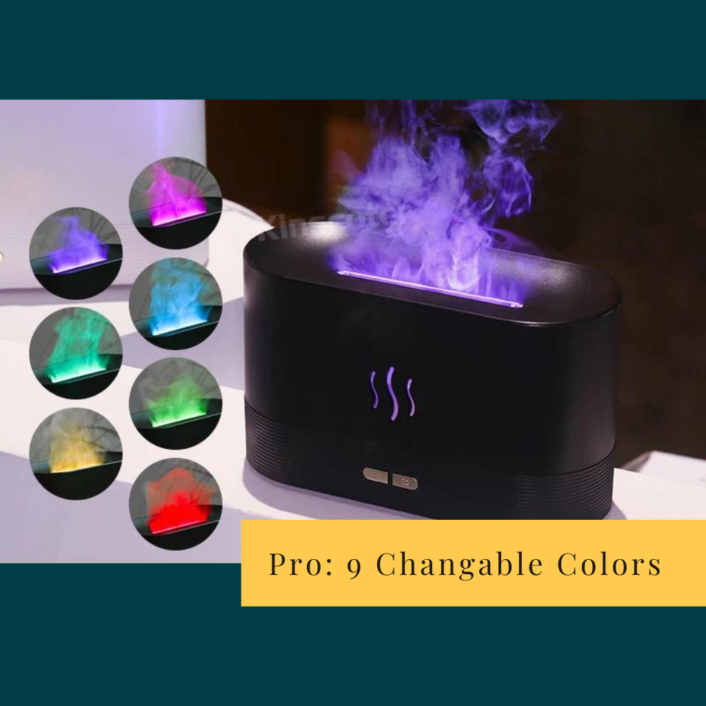 Black aroma diffuser with different color smoke