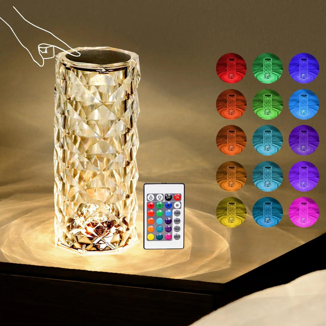 Crystal Table Lamp Night Light with color options