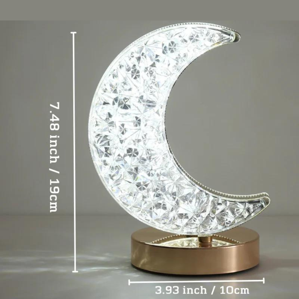 Crescent Moon night light on a desk 7.48 in tall