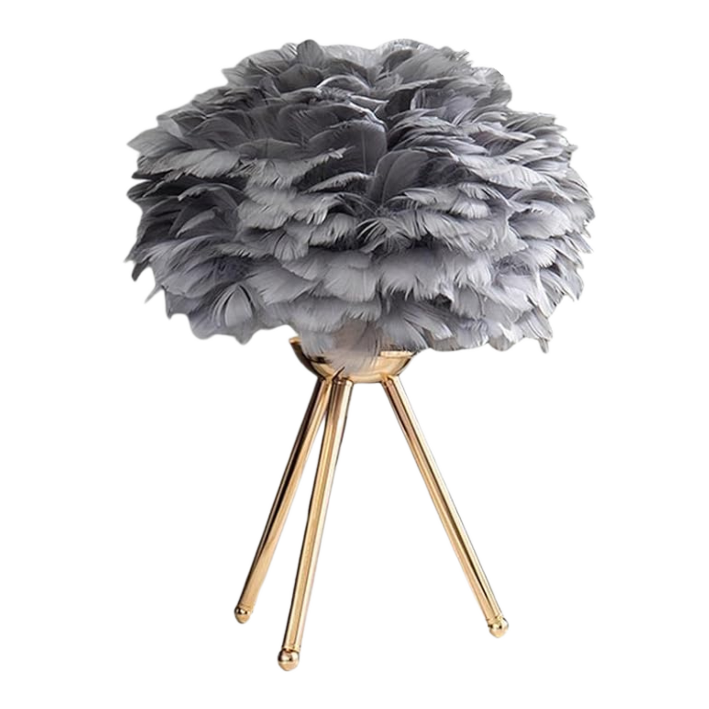 Grey Modern Feather LED Table Lamp