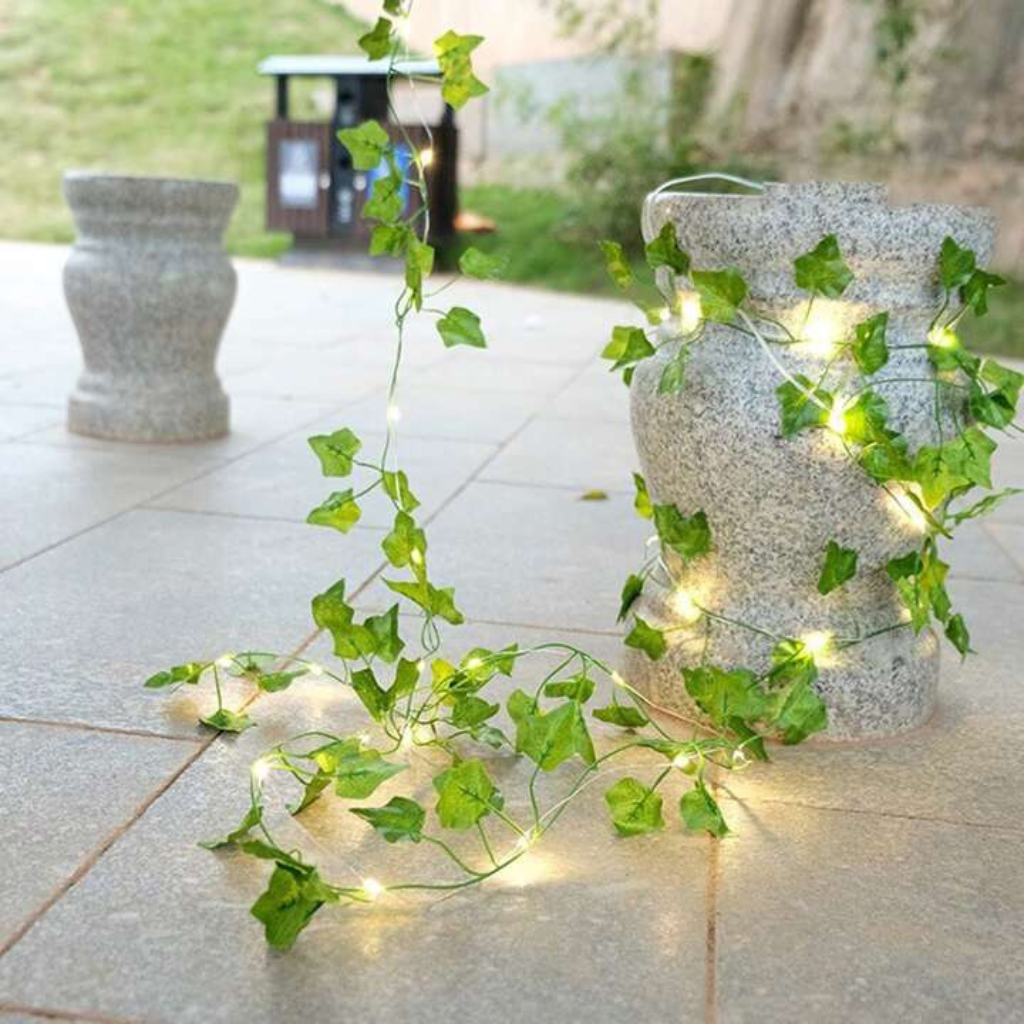 Enchanting Leaf String Lights on potted plant