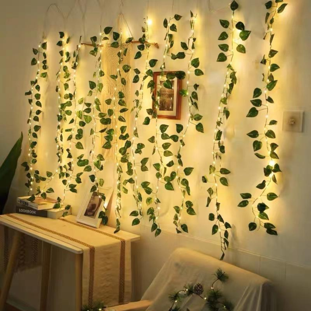 Enchanting Leaf String Lights hanging in foyer