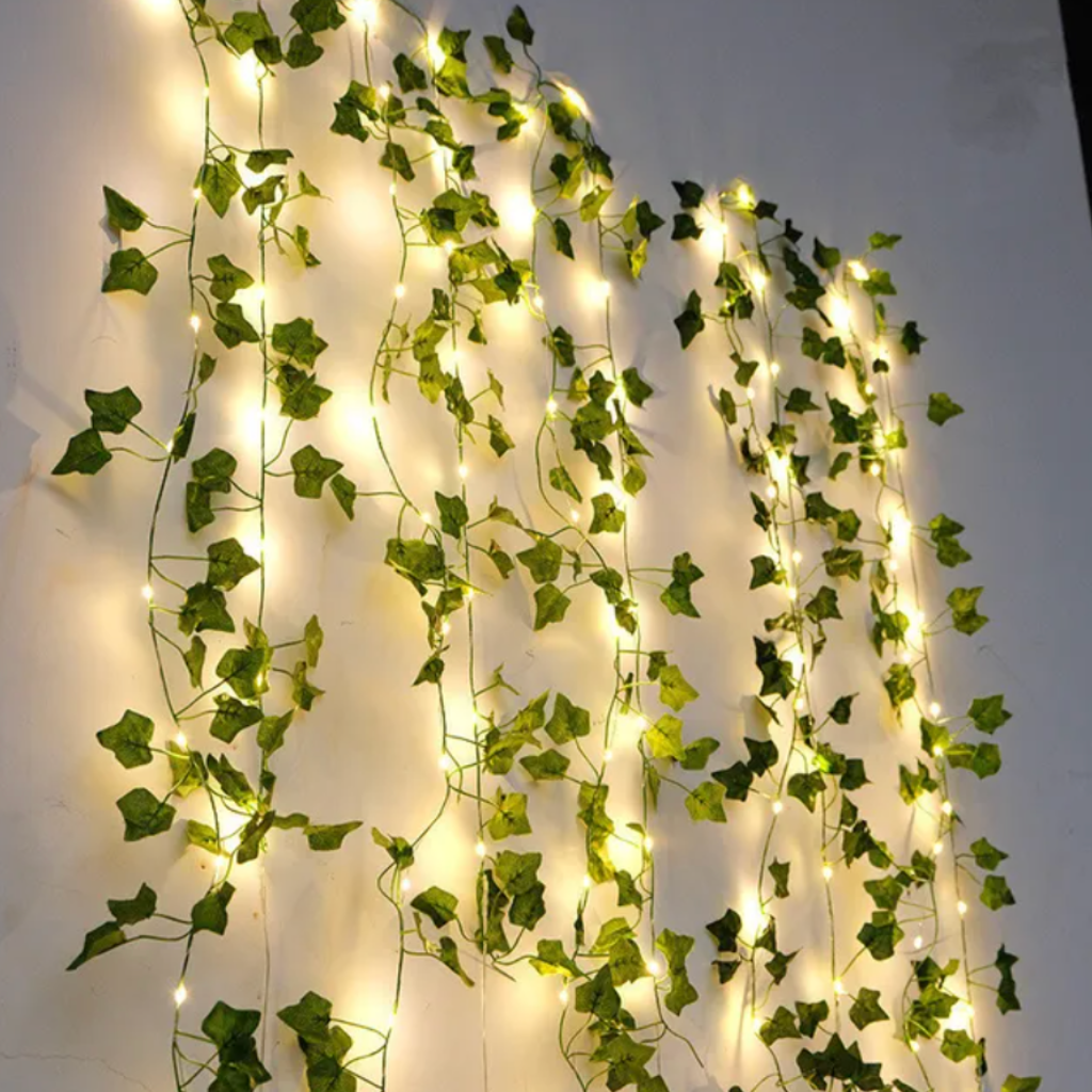 Enchanting Leaf String Lights hanging on wall