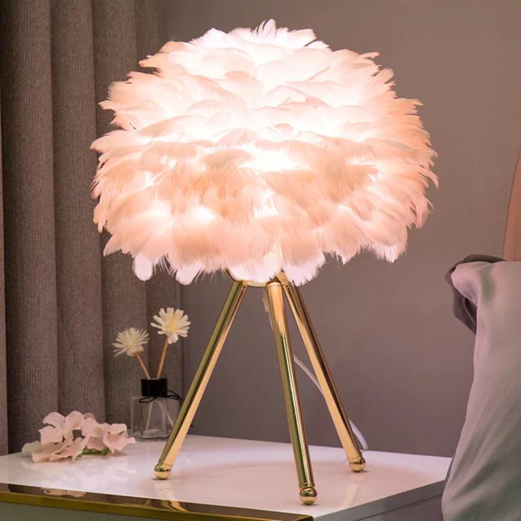 Pink Modern Feather LED Table Lamp