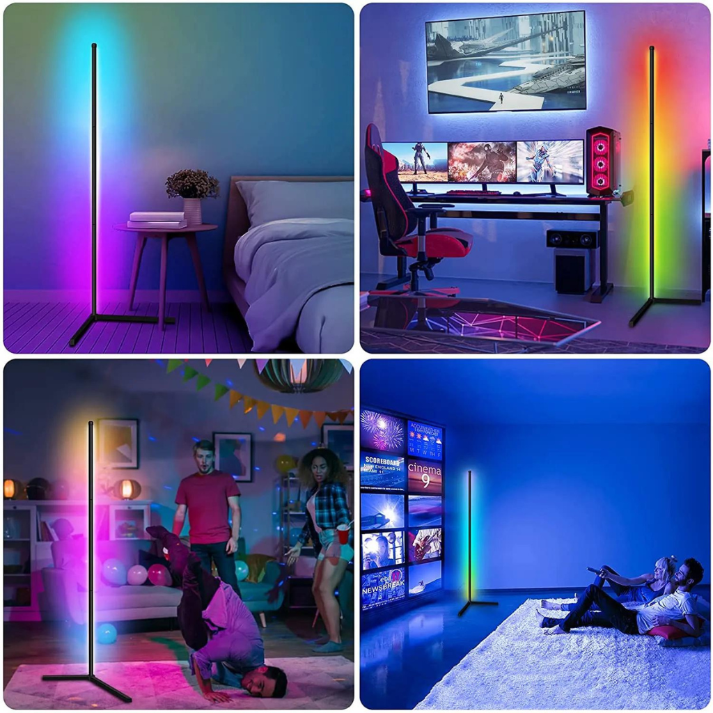 Dimmable Corner Floor Lamp in a game room