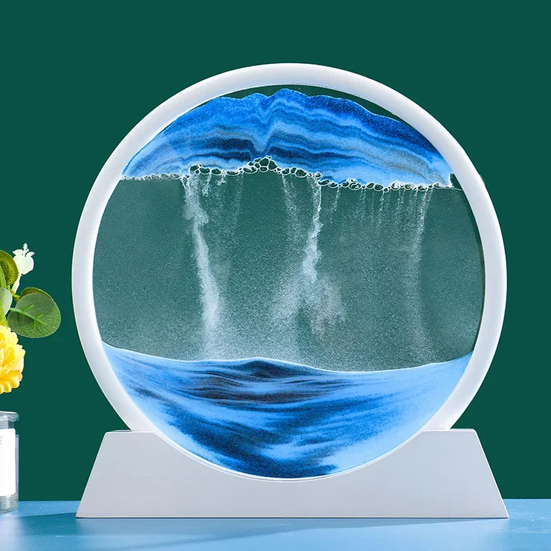 3D Moving Sand Art in blue with white base