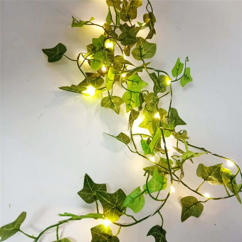 Enchanting Leaf String Lights hanging on wall