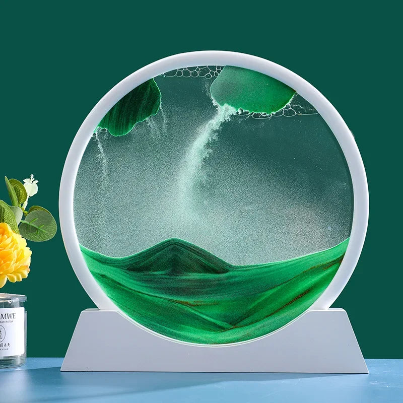 3D Moving Sand Art in green with white case