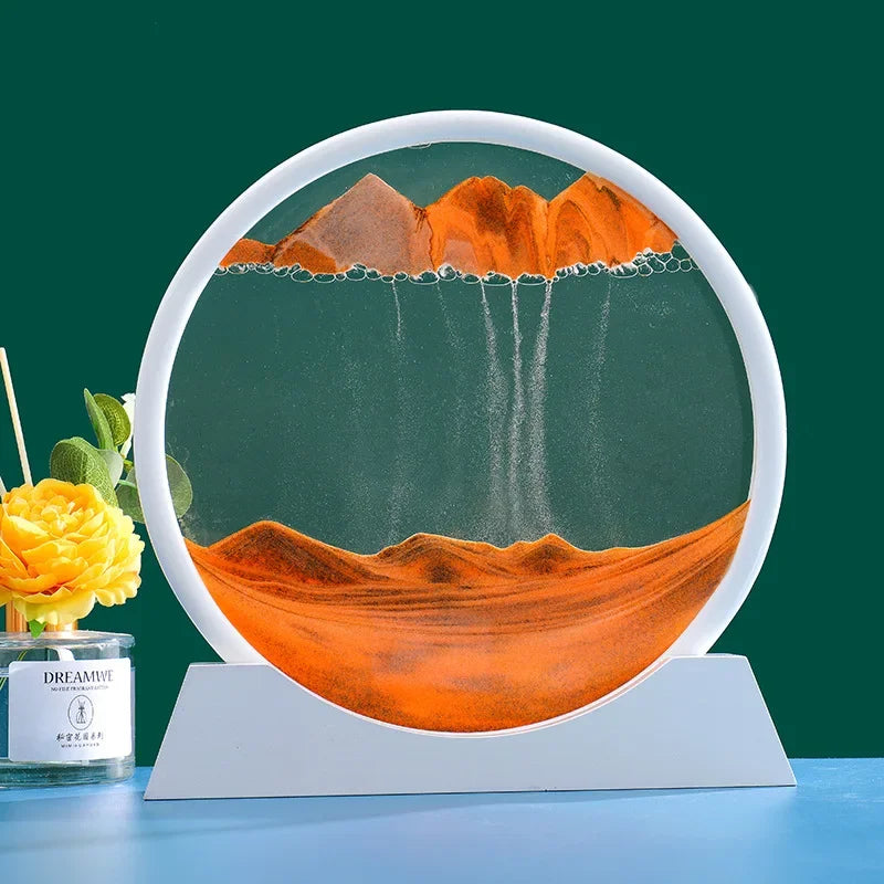 3D Moving Sand Art in orange with white base