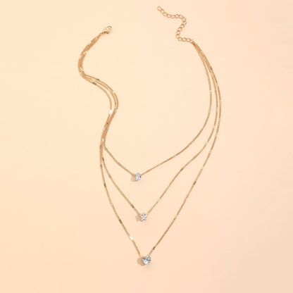 Zircon Necklace Multi-layer Five-pointed Star Love Water Drop Pendant